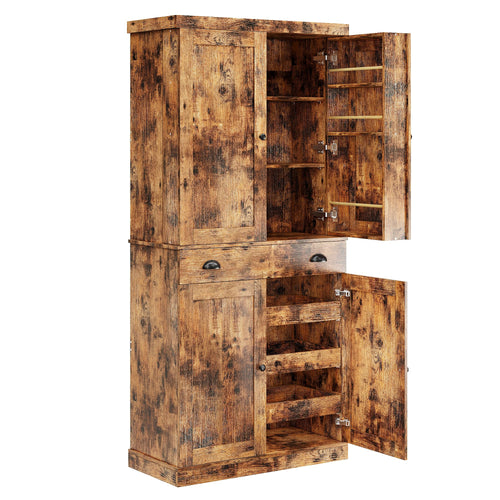 Kitchen Pantry Cabinet 72" Freestanding with Drawer & Sliding Racks