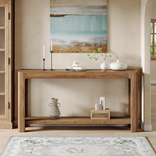 63-Inch 2-Tier Farmhouse Console Table