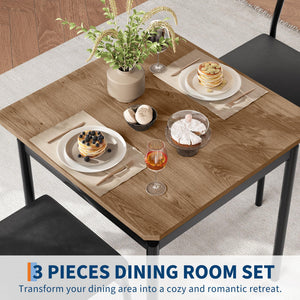 3-Piece Dining Table Set with PU Upholstered Chairs