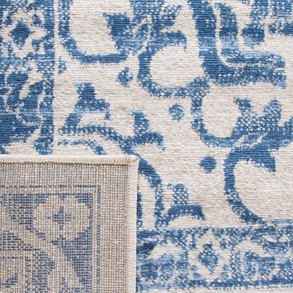 Navy & Light Grey Medallion Distressed Area Rug 9' x 12'