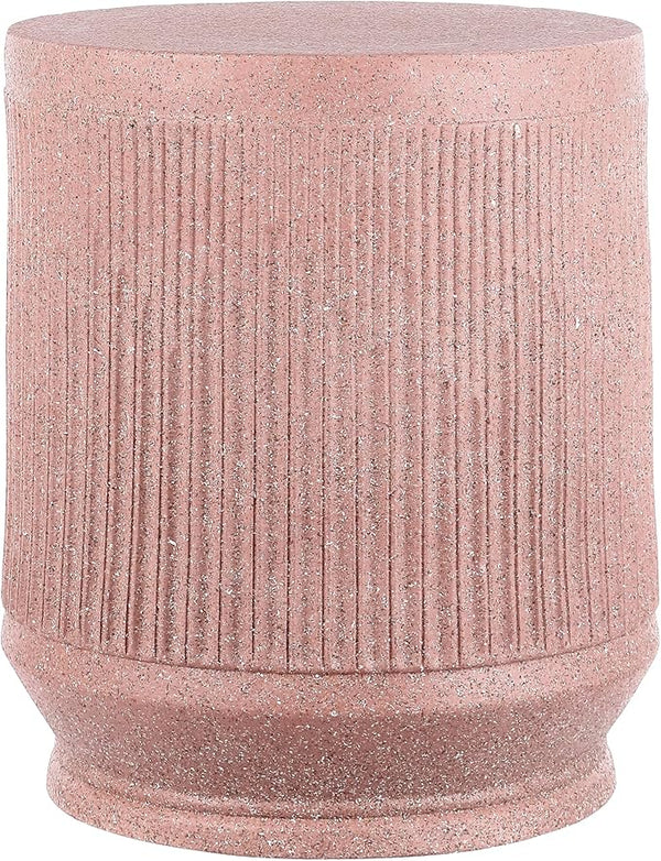 Round Resin Accent Side Table & Garden Stool, 17.5"H