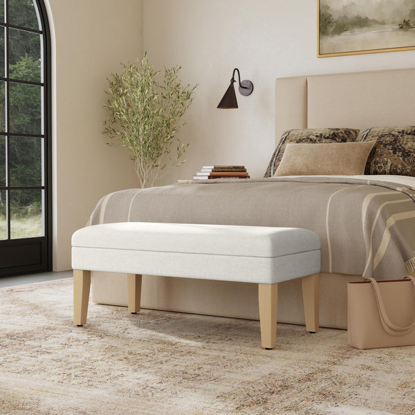 Upholstered Storage Ottoman Bench with Hinged Lid