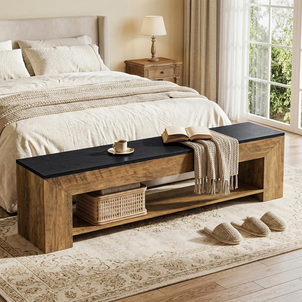 71-Inch Extra Long Entryway Bench with Shoe Storage