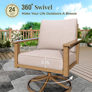 7-Piece Outdoor Patio Conversation Set with Swivel Chairs & Thick Cushions