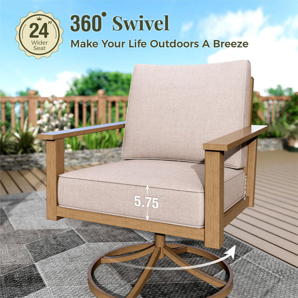 7-Piece Outdoor Patio Conversation Set with Swivel Chairs & Thick Cushions