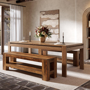 59" Wooden Dining Bench with Storage Shelf