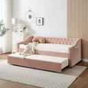 Twin Velvet Daybed with Pop-Up Trundle & USB Ports