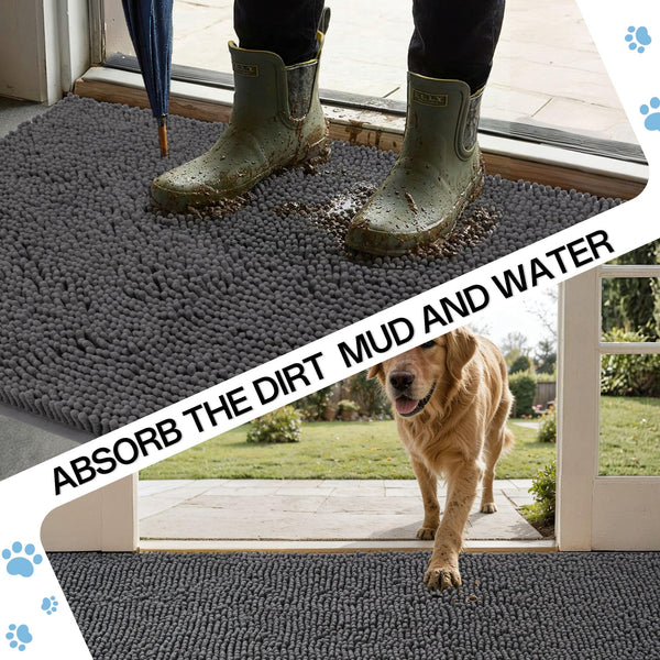 Chenille Door Mat – Absorbent, Non-Slip, Machine Washable