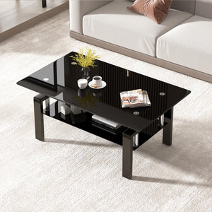 Glass Coffee Table Set of 3 with End Tables – Modern Living Room Furniture
