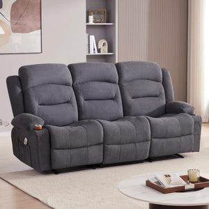 3-Seater Recliner Sofa with Heat, Massage & USB Port