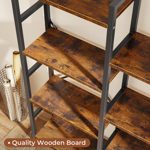 Industrial Ladder Bookshelf with Adjustable Shelves