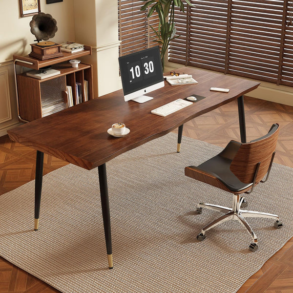 55-Inch Solid Wood Live Edge Desk with Metal Frame