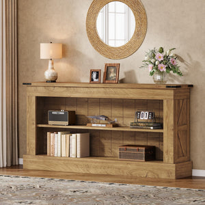 63-Inch Farmhouse Console Table with Shelves