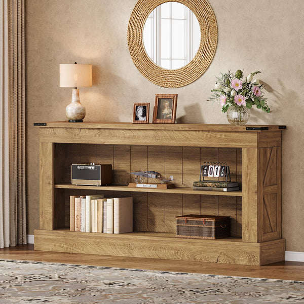 63-Inch Farmhouse Console Table with Shelves
