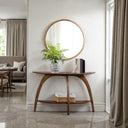Half-Moon Console Sofa Table with Lower Shelf