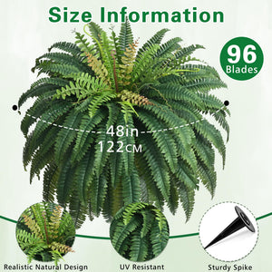 Large Artificial Boston Fern – UV Resistant Faux Fern for Outdoor & Indoor Decor