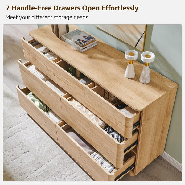 52" Wide 7-Drawer Dresser with Push-to-Open Storage