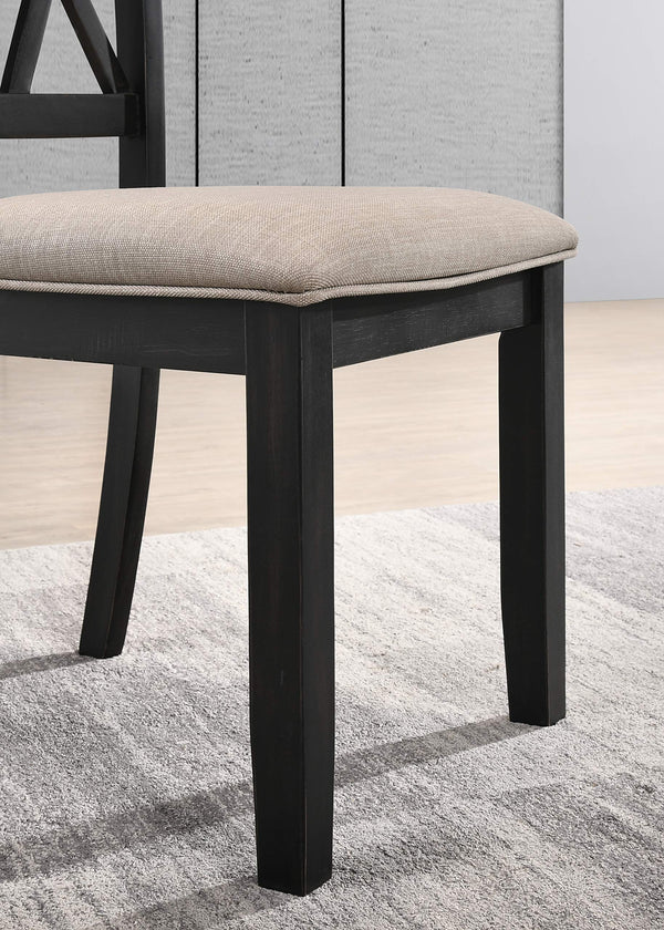 Cross-Back Fabric Upholstered Dining Chair Set of 2