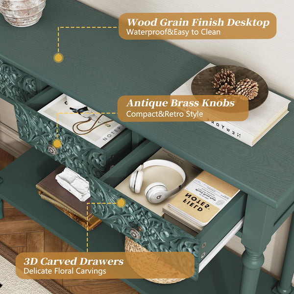 Console Table with 3 Drawers & Open Shelf