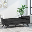 Mid-Century Chaise Lounge Sofa with Rolled Accent Pillow