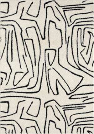 Abstract Beige & Black Area Rug – Modern Animal Print Design