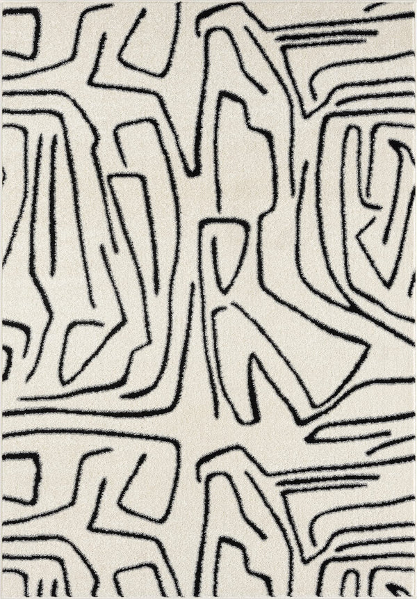 Abstract Beige & Black Area Rug – Modern Animal Print Design