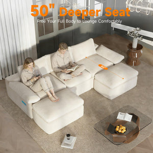 108" U-Shape Modular Sectional Sofa with Ottoman