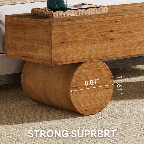 59" Solid Wood Entryway Bench