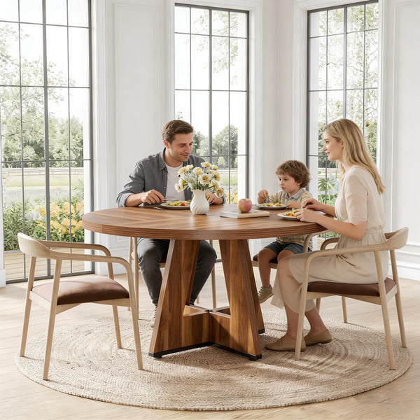 47-Inch Round Dining Table with Pedestal Base