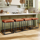 Counter Height Bar Stools with Faux Leather Cushion & Footrest