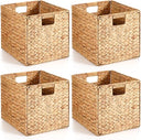 Water Hyacinth Wicker Storage Baskets with Handles – Set of 4