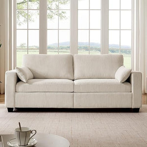 Modern Corduroy Loveseat Sofa with Removable Cover & Spring Cushions