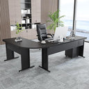 L-Shaped Executive Desk with Drawers & Rolling File Cabinet