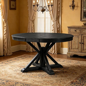 Round Extendable Dining Table with Butterfly Leaf