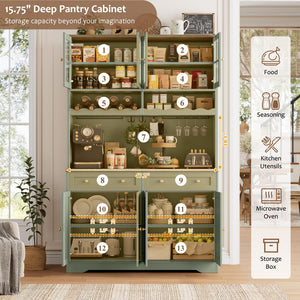 Tall Kitchen Pantry Cabinet with Charging Station
