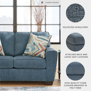 Contemporary Loveseat with Accent Pillows | 63" W Fabric Upholstery