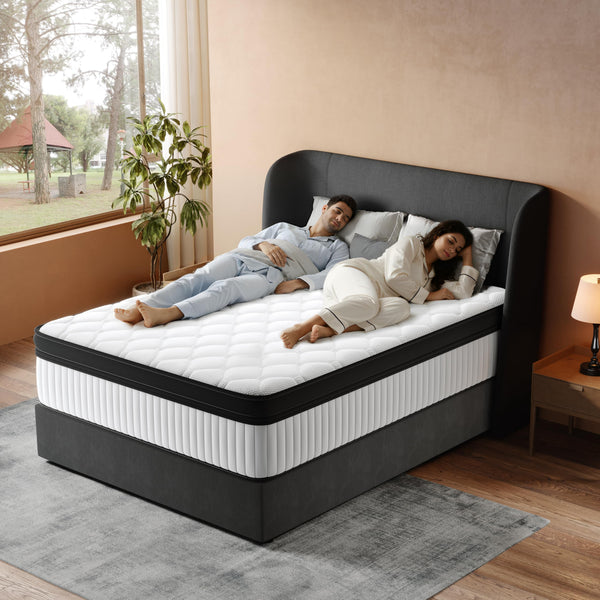 Queen Hybrid Mattress 12 Inch – Memory Foam & Innerspring with Cooling Gel