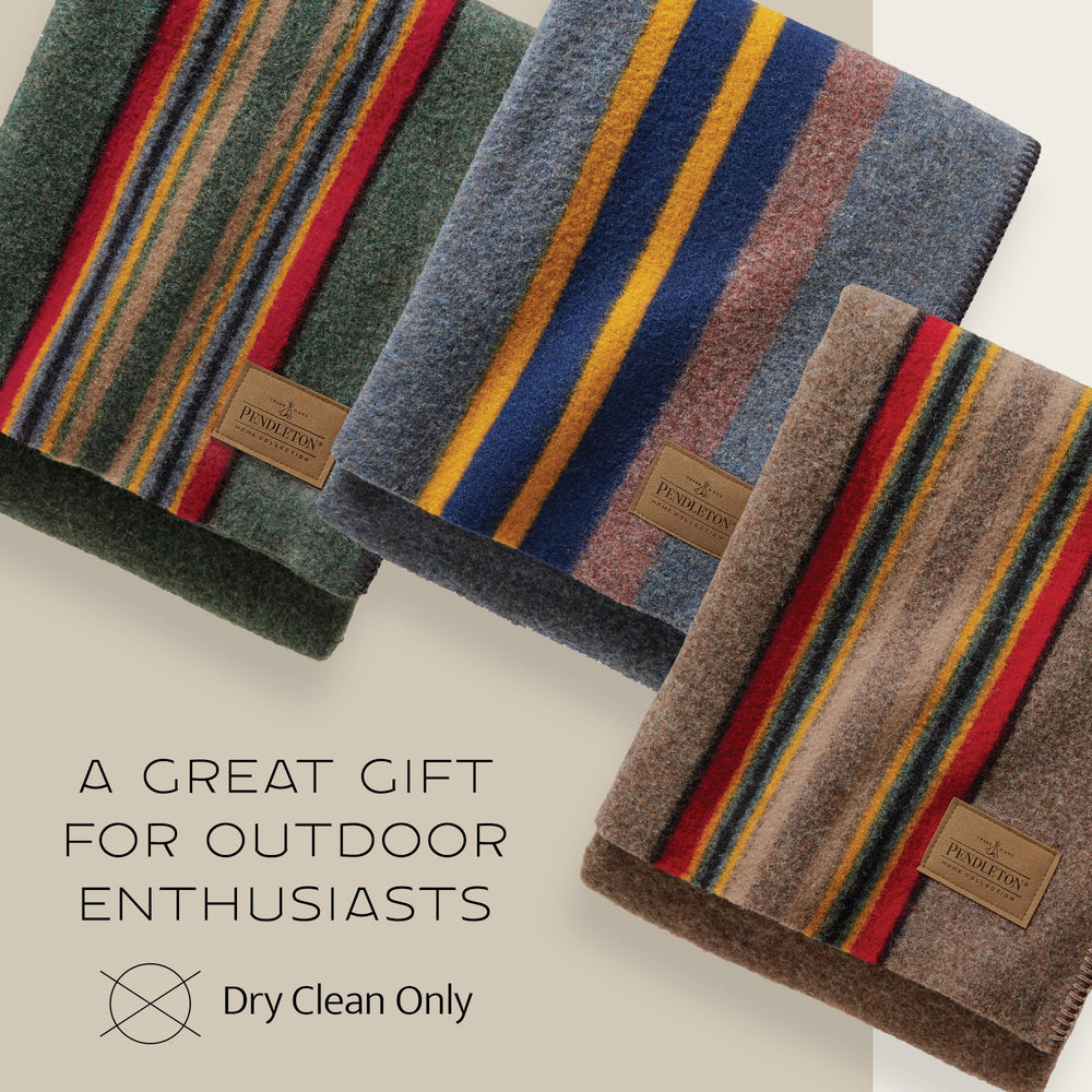 Wool Throw Blanket 54 x 66 Inch — Wool Cotton Blend, Indoor Outdoor