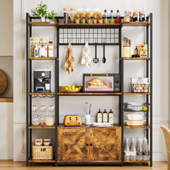 Baker's Rack with Power Outlet & Coffee Bar Cabinet