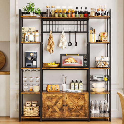 Baker's Rack with Power Outlet & Coffee Bar Cabinet