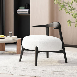 Wishbone Back Accent Chair – Bouclé Fabric, Birch Wood Legs