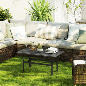 Outdoor Metal Patio Coffee Table with Slatted Top