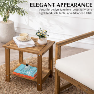 Acacia Wood 2-Tier Side Table