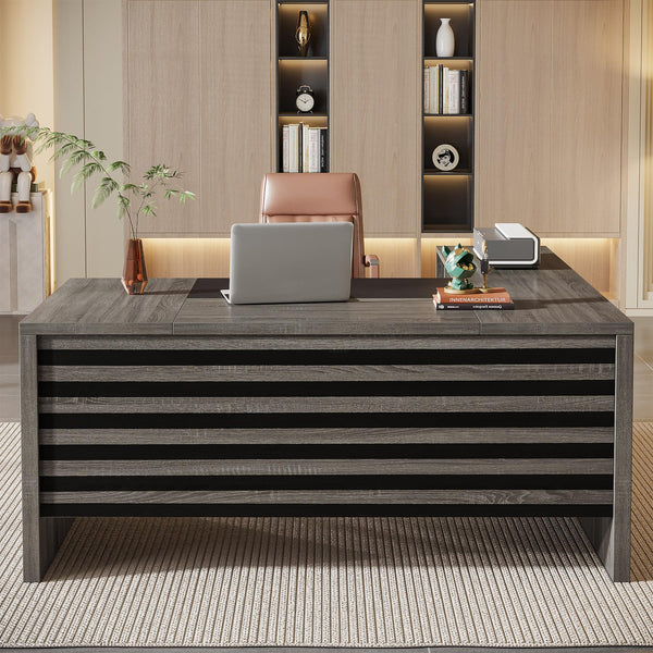 L-Shaped Executive Desk with Mobile File Cabinet