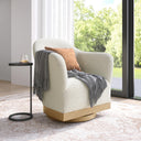 High-Back Boucle Barrel Swivel Accent Chair