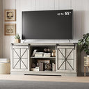 Farmhouse TV Stand with Sliding Barn Doors & Storage Cabinets