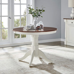 5-Piece Round Dining Table Set with 4 Chairs, Distressed White
