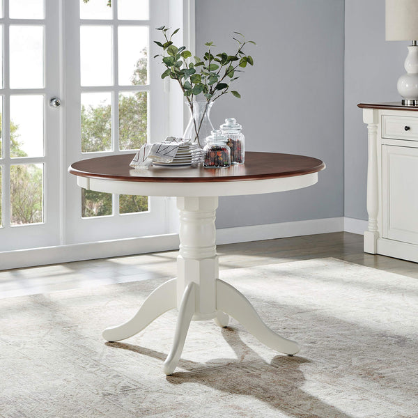 5-Piece Round Dining Table Set with 4 Chairs, Distressed White