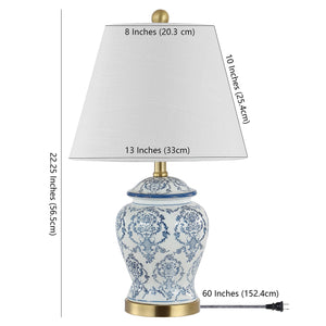Chinoiserie Ceramic Table Lamp — Blue & White, 24.5"
