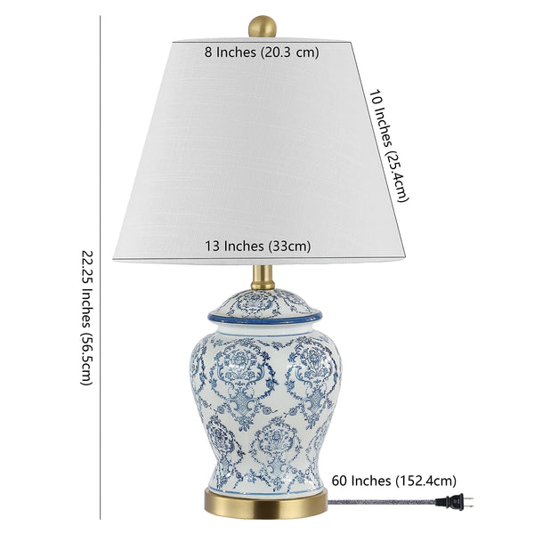 Chinoiserie Ceramic Table Lamp — Blue & White, 24.5"